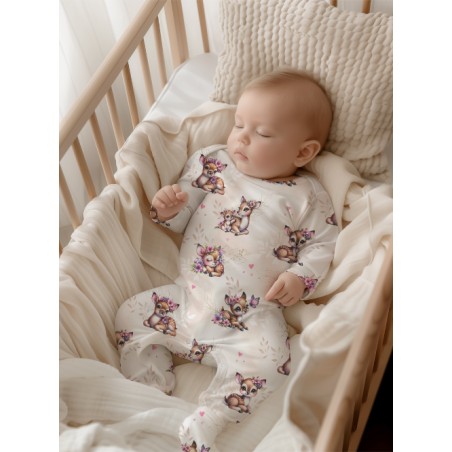 Tissu coton imprimé pour enfants Bébé Faon Pastel Beige - Certifié Oeko-Tex®