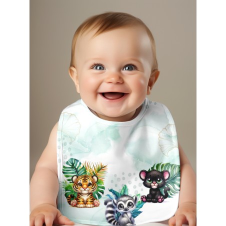 Panneau Bavoir Baby Jungle Tropicale – pour Bavoir Bébé 3 à 12 mois – Tissu coton Oeko-Tex® a réaliser soi-même