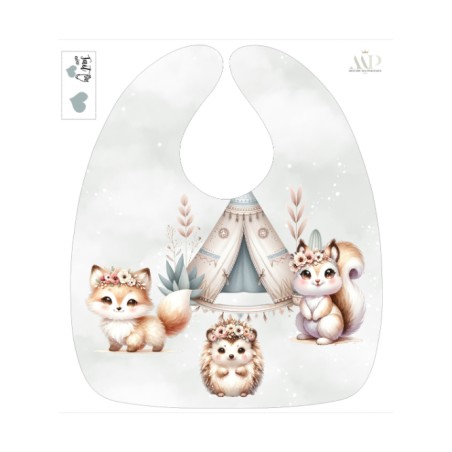 Panneau Bavoir Amis Des Bois Boho – pour Bavoir Bébé 3 à 12 mois – Tissu coton Oeko-Tex® a réaliser soi-même
