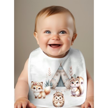 Panneau Bavoir Amis Des Bois Boho – pour Bavoir Bébé 3 à 12 mois – Tissu coton Oeko-Tex® a réaliser soi-même