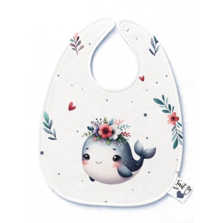 Panneau Bavoir Baleine – pour Bavoir Bébé 3 à 12 mois – Tissu coton Oeko-Tex® a réaliser soi-même