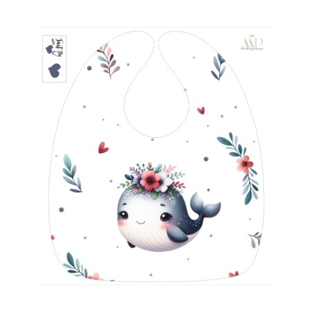 Panneau Bavoir Baleine – pour Bavoir Bébé 3 à 12 mois – Tissu coton Oeko-Tex® a réaliser soi-même