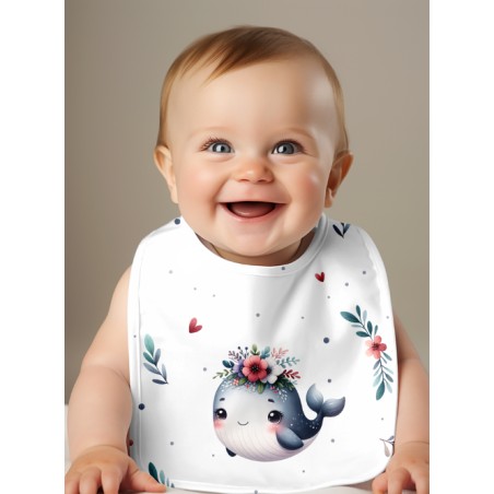 Panneau Bavoir Baleine – pour Bavoir Bébé 3 à 12 mois – Tissu coton Oeko-Tex® a réaliser soi-même