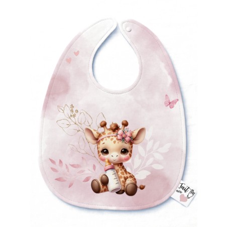 Panneau Bavoir Bébé Girafe Pastel Vieux Rose – pour Bavoir Bébé 3 à 12 mois – Tissu coton Oeko-Tex® a réaliser soi-même