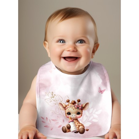 Panneau Bavoir Bébé Girafe Pastel Vieux Rose – pour Bavoir Bébé 3 à 12 mois – Tissu coton Oeko-Tex® a réaliser soi-même