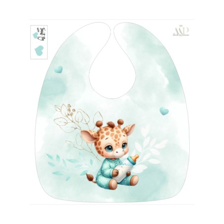 Panneau Bavoir Bébé Girafe Pastel Vert D'eau – pour Bavoir Bébé 3 à 12 mois – Tissu coton Oeko-Tex® a réaliser soi-même