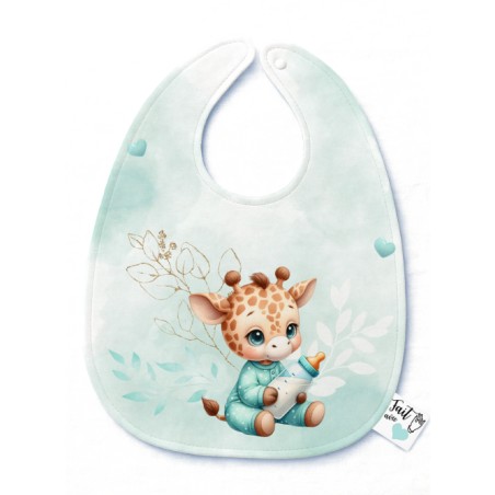 Panneau Bavoir Bébé Girafe Pastel Vert D'eau – pour Bavoir Bébé 3 à 12 mois – Tissu coton Oeko-Tex® a réaliser soi-même