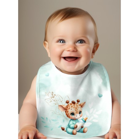 Panneau Bavoir Bébé Girafe Pastel Vert D'eau – pour Bavoir Bébé 3 à 12 mois – Tissu coton Oeko-Tex® a réaliser soi-même