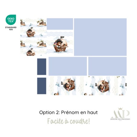 Panneau de couture Protège Carnet de Santé - Motif Ourson Pirates - Animaux Marins DIY - Tissu Patron pour création naissance