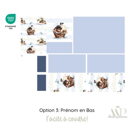 Panneau de couture Protège Carnet de Santé - Motif Ourson Pirates - Animaux Marins DIY - Tissu Patron pour création naissance