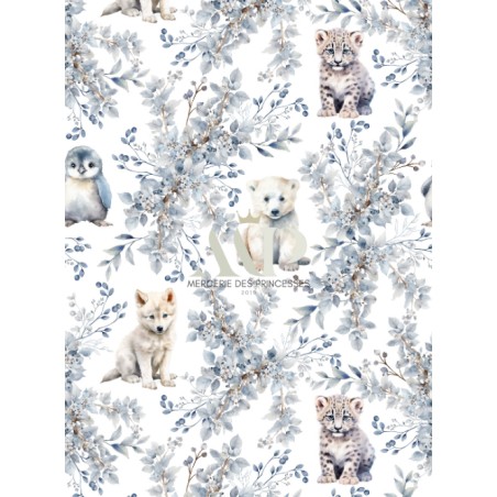 Tissu coton imprimé pour enfants Merveilles De La Banquise - Certifié Oeko-Tex®