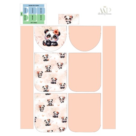 Panneau pour Sac à Dos maternelle Enfant Bébé Panda Pastel Pêche à réaliser soi-même