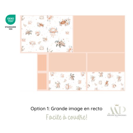 Panneau de couture Protège Carnet de Santé - Motif Tortue & Méduse - Animaux Marins DIY - Tissu Patron pour création naissance
