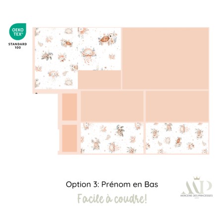 Panneau de couture Protège Carnet de Santé - Motif Tortue & Méduse - Animaux Marins DIY - Tissu Patron pour création naissance