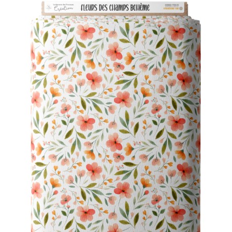 Tissu coton imprimé Fleurs Des Champs Bohème  - Certifié Oeko-Tex®