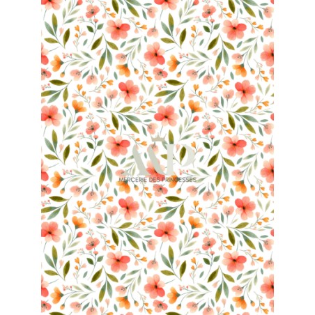 Tissu coton imprimé Fleurs Des Champs Bohème  - Certifié Oeko-Tex®
