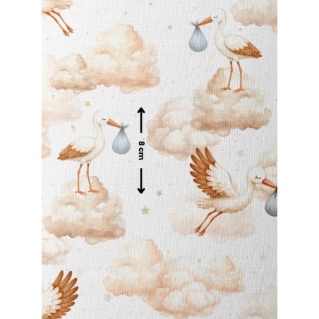 Tissu coton imprimé Cigogne Dans Les Nuages - Certifié Oeko-Tex®