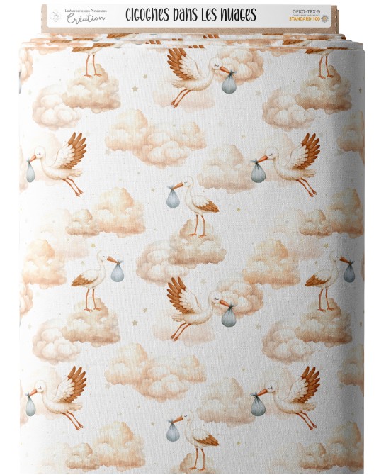 Tissu coton imprimé Cigogne...