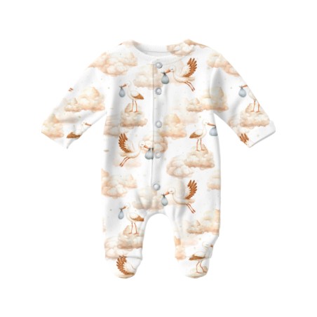 Tissu coton imprimé Cigogne Dans Les Nuages - Certifié Oeko-Tex®