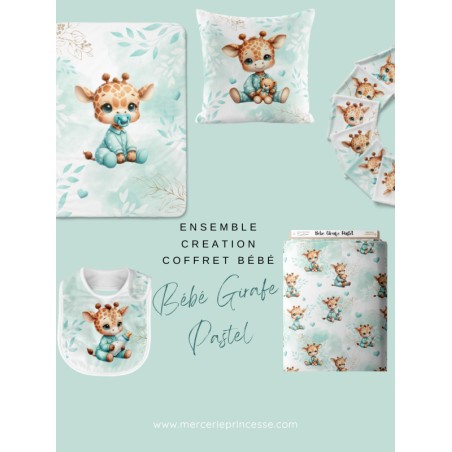 Ensemble Bébé Girafe Pastel Vert D'eau pour création Bébé, coffret de naissance complet