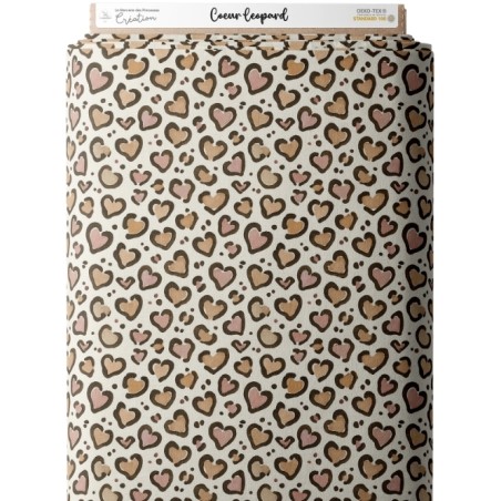 Tissu coton imprimé Coeur Leopard  - Certifié Oeko-Tex®
