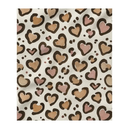 Tissu coton imprimé Coeur Leopard  - Certifié Oeko-Tex®