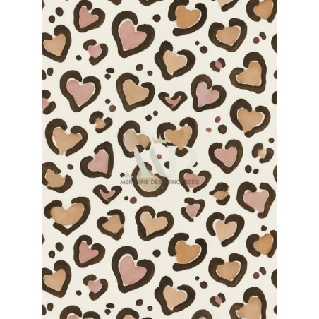 Tissu coton imprimé Coeur Leopard  - Certifié Oeko-Tex®