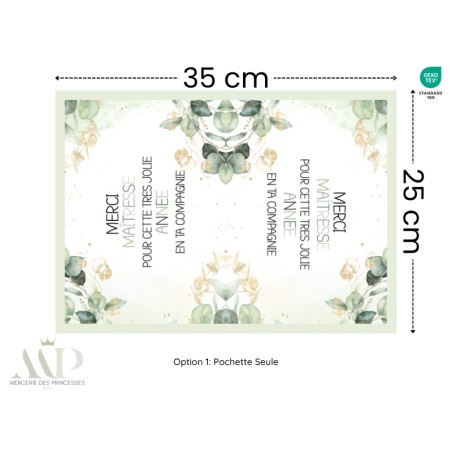 Kit création couture pochette et lingettes – Merci Maîtresse Eucalyptus – Oeko-Tex idée cadeau fin d’année scolaire