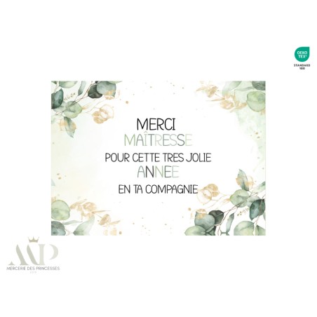 Kit création couture pochette et lingettes – Merci Maîtresse Eucalyptus – Oeko-Tex idée cadeau fin d’année scolaire