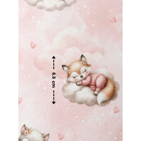 Tissu coton imprimé pour enfants Cloudy Dreams Pink - Certifié Oeko-Tex®