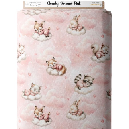 Tissu coton imprimé pour enfants Cloudy Dreams Pink - Certifié Oeko-Tex®