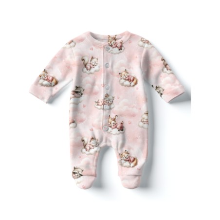 Tissu coton imprimé pour enfants Cloudy Dreams Pink - Certifié Oeko-Tex®