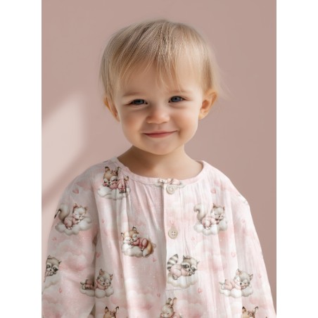 Tissu coton imprimé pour enfants Cloudy Dreams Pink - Certifié Oeko-Tex®