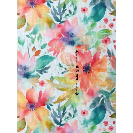 Tissu coton imprimé Petites Fleurs Aquarelles - Certifié Oeko-Tex®
