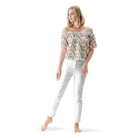 Tissu coton imprimé Petites Fleurs Aquarelles - Certifié Oeko-Tex®