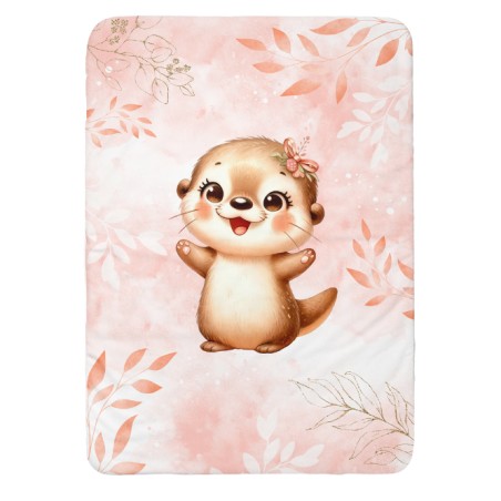 Panneau pour couverture à réaliser soi-même Bébé Loutre Pastel Corail - Certifié Oeko-Tex®