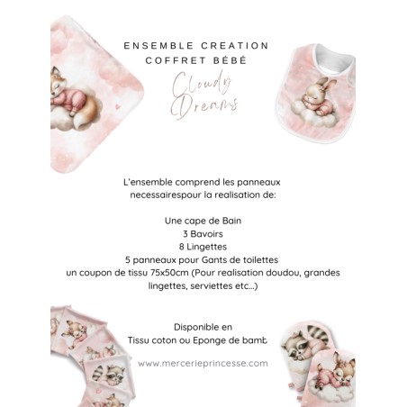 Ensemble Cloudy Dreams Pink pour création Bébé, coffret de naissance complet