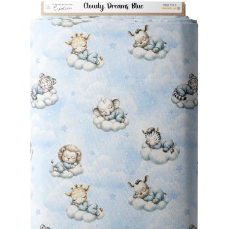 Tissu coton imprimé pour enfants Cloudy Dreams Blue - Certifié Oeko-Tex®