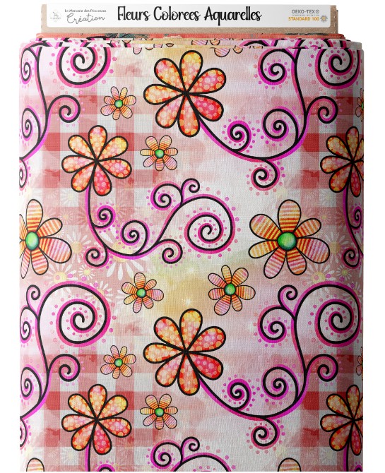 Tissu coton imprimé Fleurs...