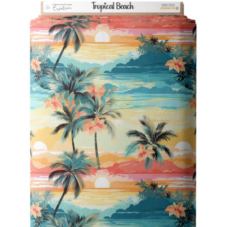 Tissu coton imprimé Tropicale Beach - Certifié Oeko-Tex®