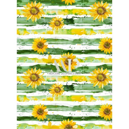 Tissu coton imprimé Sunflower - Certifié Oeko-Tex®