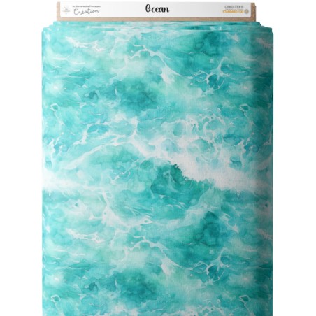 Tissu coton imprimé Océan - Certifié Oeko-Tex®