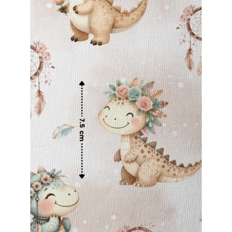 Tissu coton imprimé pour enfants Dino Boho - Certifié Oeko-Tex®