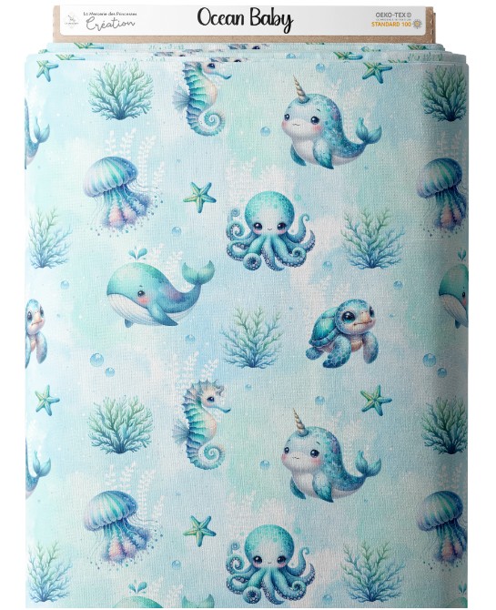 Tissu Océan Baby motif mer...