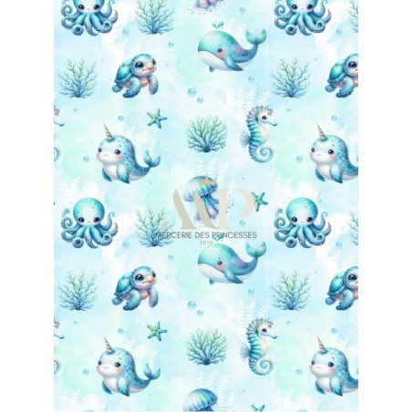 Tissu Océan Baby motif mer enfant Oeko-Tex®