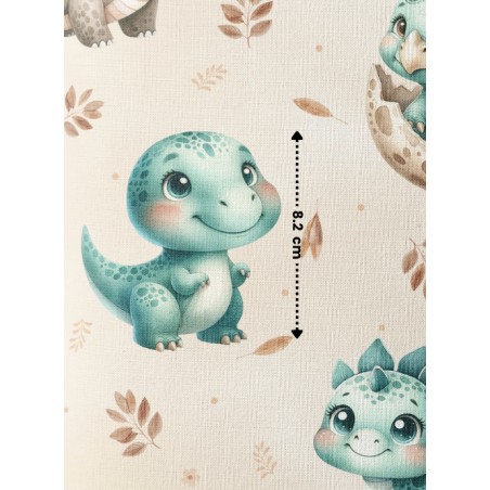 Tissu coton imprimé pour enfants Bébés Dinosaures Vert - Certifié Oeko-Tex®