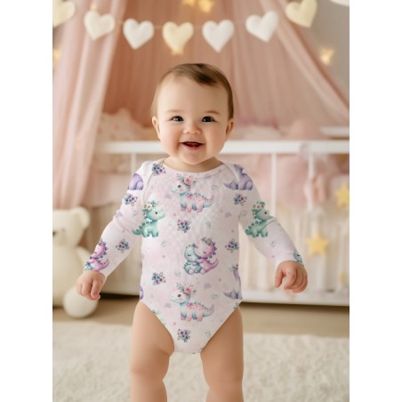 Tissu coton imprimé pour enfants Bébés Dinosaures Rose - Certifié Oeko-Tex®