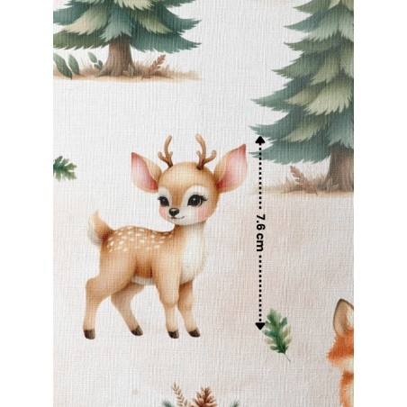 Tissu "Compagnons de la Forêt" – Motif animaux de la forêt sur fond naturel- Certifié Oeko-Tex®