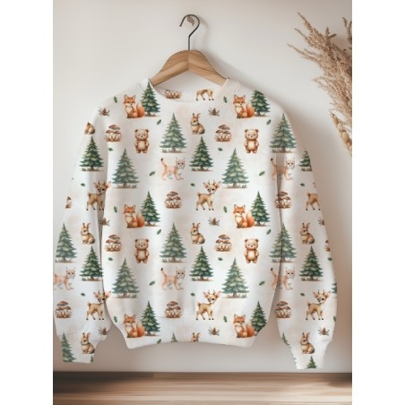 Tissu "Compagnons de la Forêt" – Motif animaux de la forêt sur fond naturel- Certifié Oeko-Tex®