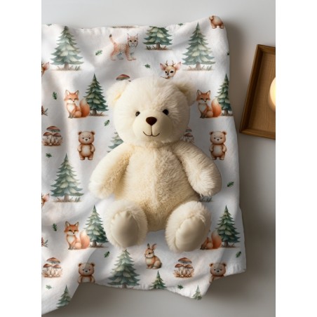 Tissu "Compagnons de la Forêt" – Motif animaux de la forêt sur fond naturel- Certifié Oeko-Tex®